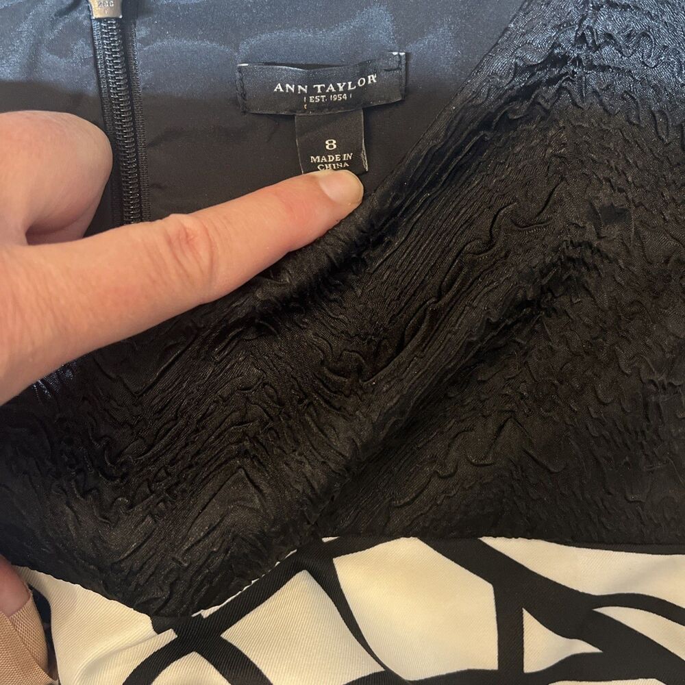 Ann Taylor Geometric Sleeveless Black and White Classic Cocktail  Dress size 8 - Picture 4 of 11